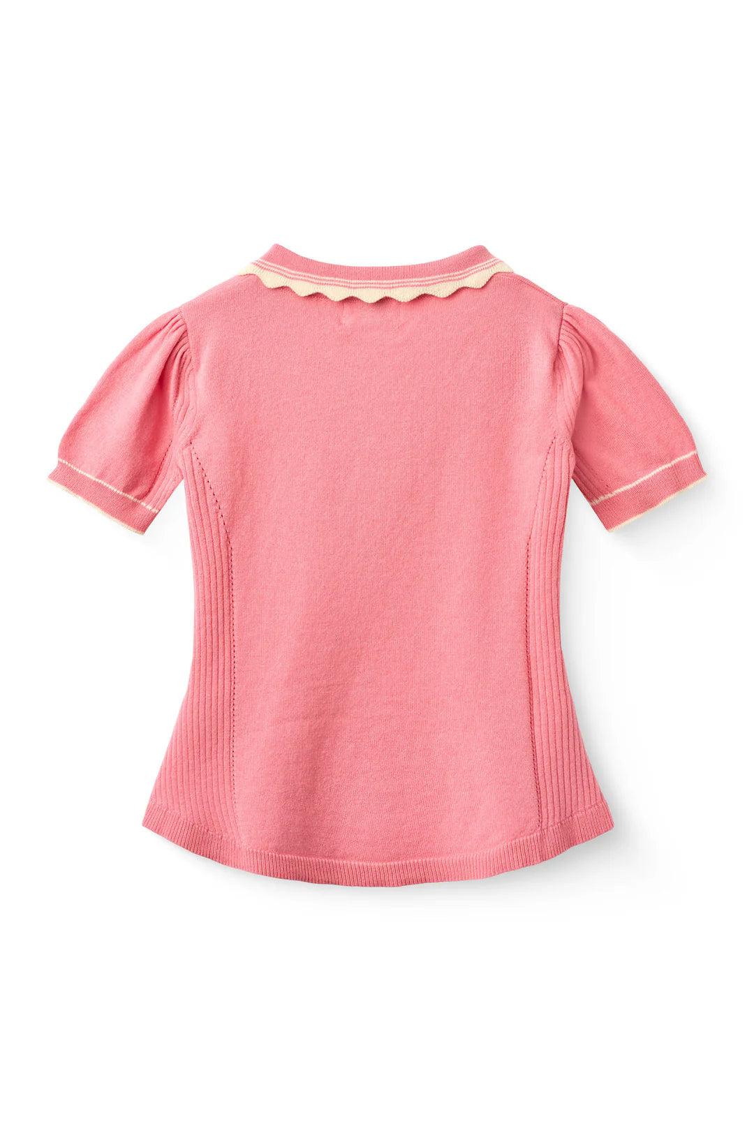KNITTED PEPLUM BLOUSE - PINK COMB