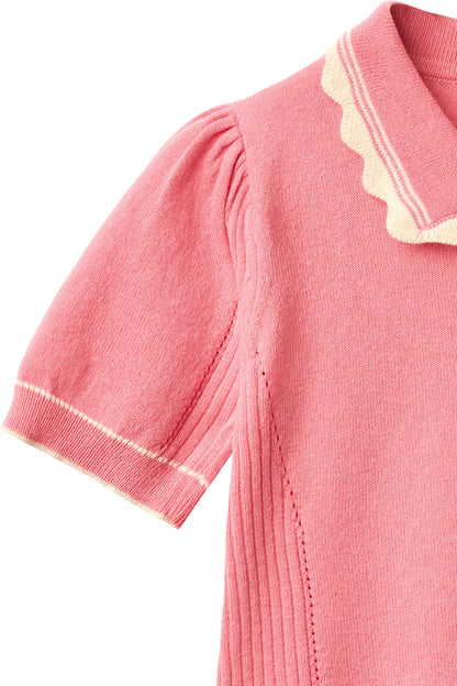 KNITTED PEPLUM BLOUSE - PINK COMB