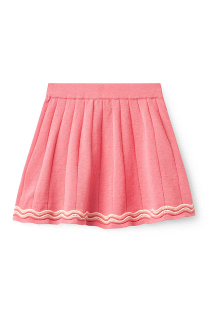 KNITTED TENNIS SKIRT - PINK/CREAM COMB