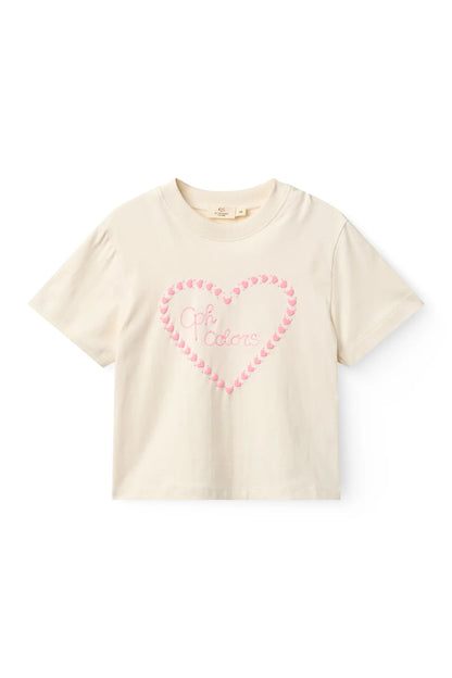 T-SHIRT W. EMBROIDERY - CREAM COMB