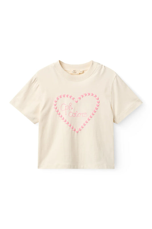 T-SHIRT W. EMBROIDERY - CREAM COMB