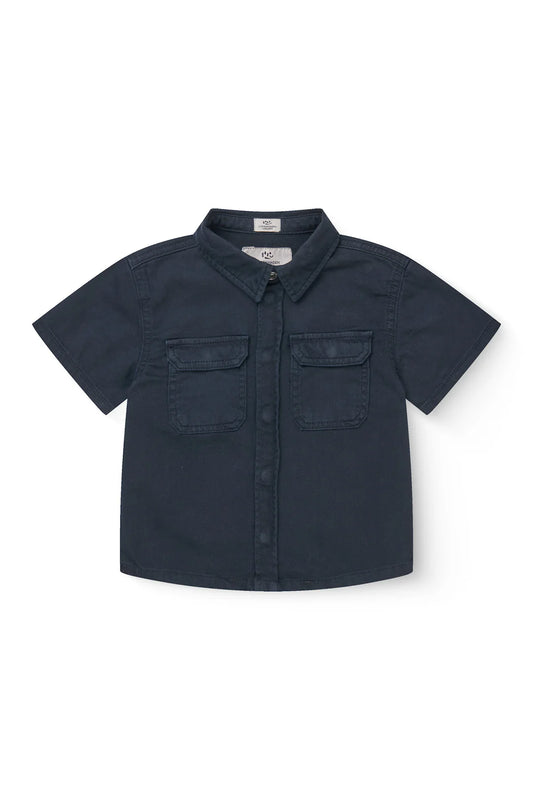 TWILL SAFARI SHIRT SS - NAVY
