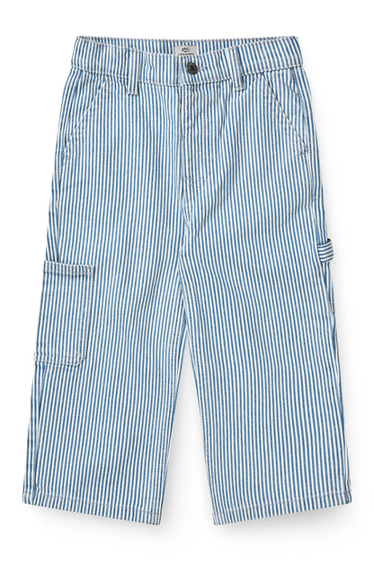 Y/D STRIPE TWILL CARGO PANTS W. ADJ. WAIST - DENIM BLUE STRIPE EAGLE