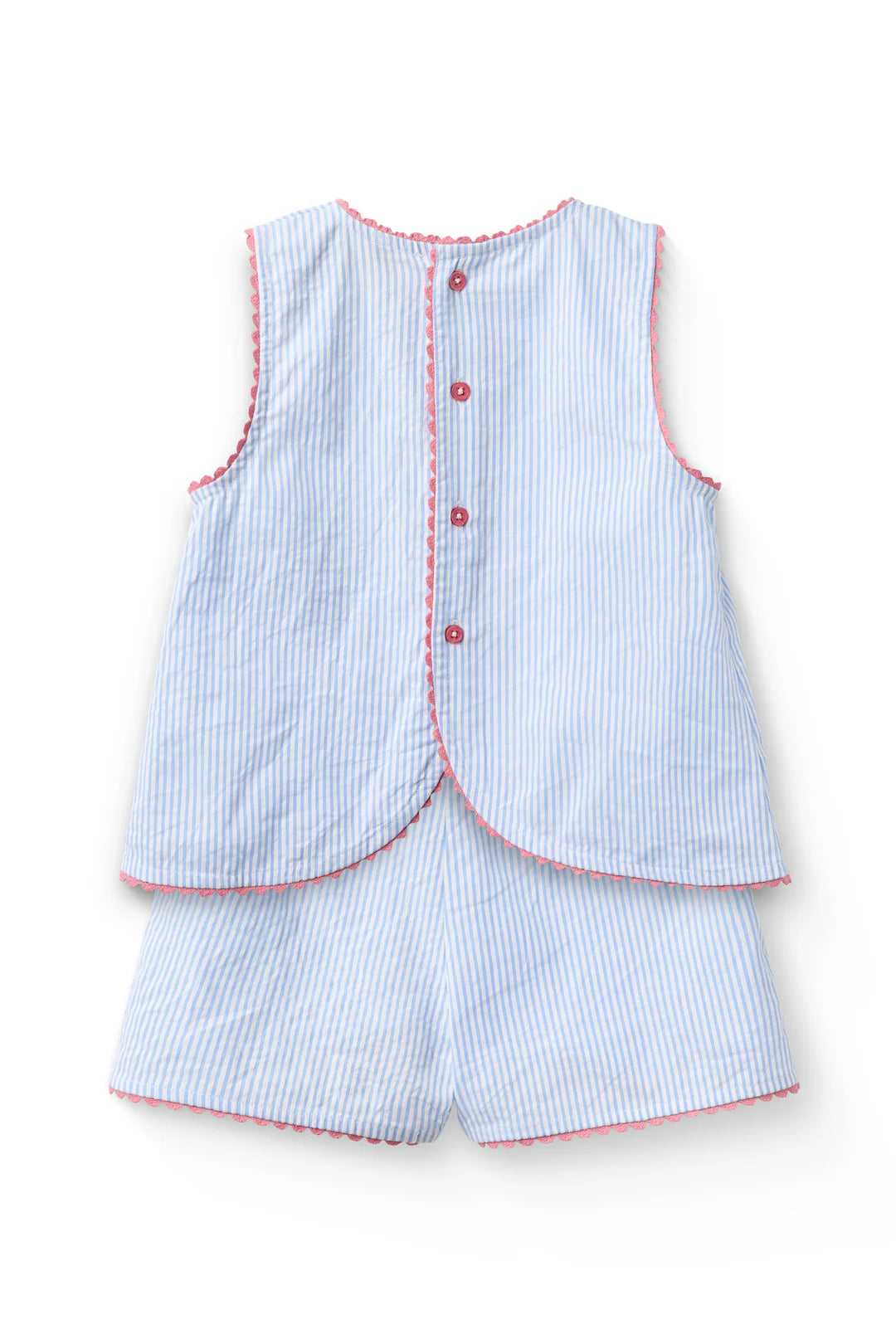 SEERSUCKER DECO SET - SKY BLUE W CREAM STRIPE