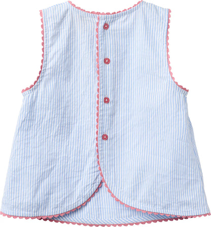 SEERSUCKER DECO SET - SKY BLUE W CREAM STRIPE
