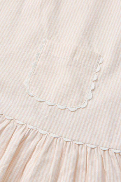 SEERSUCKER DRESS W. POCKETS - DUSTY ROSE W CREAM STRIPE