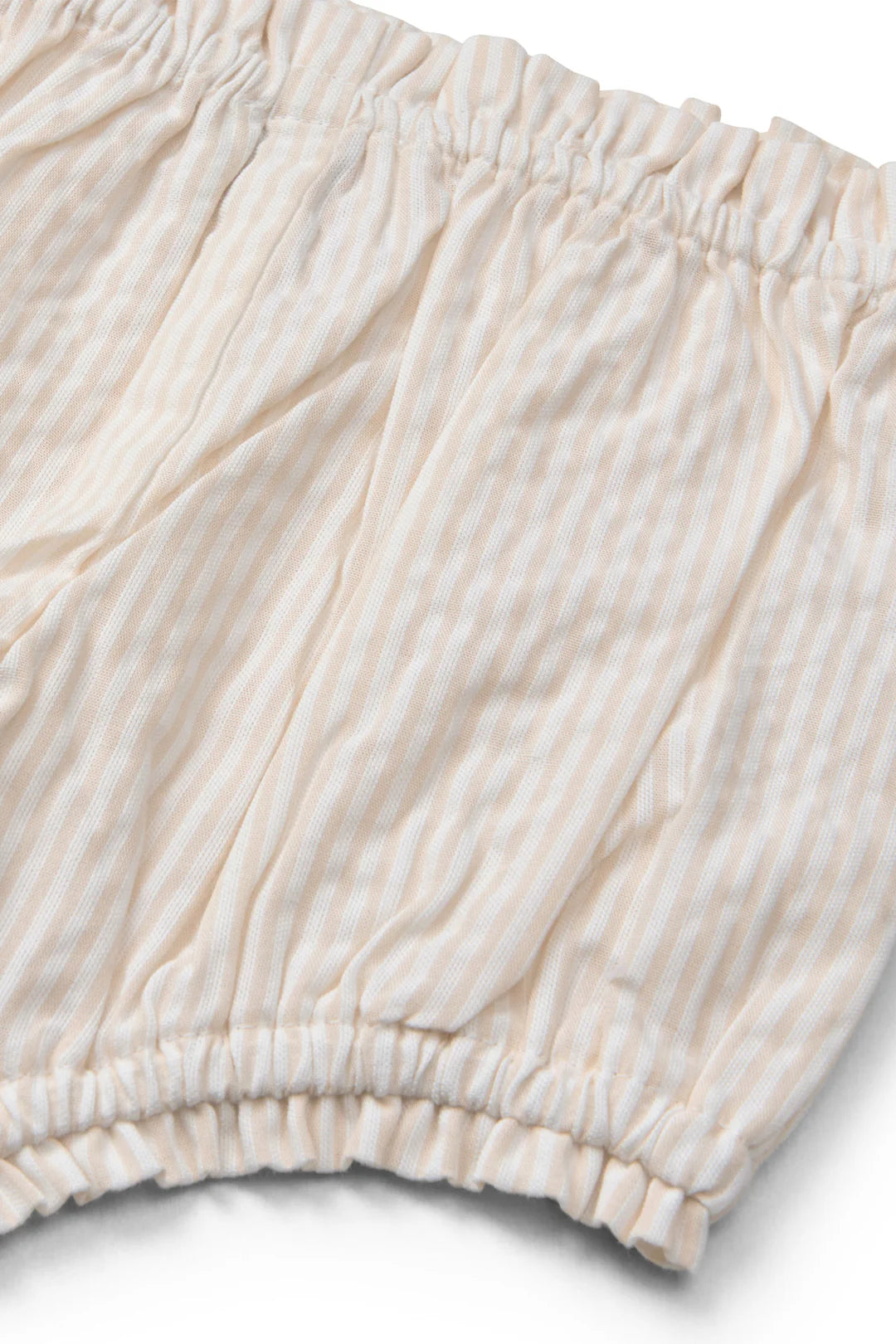 SEERSUCKER BABY-SET W. EMBROIDERY - DUSTY ROSE W CREAM STRIPE W. FLOWER
