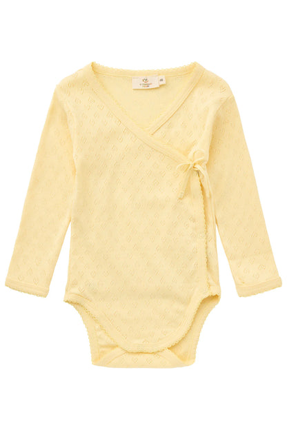POINTELLE HEART CROSSOVER BODY LS - PALE YELLOW