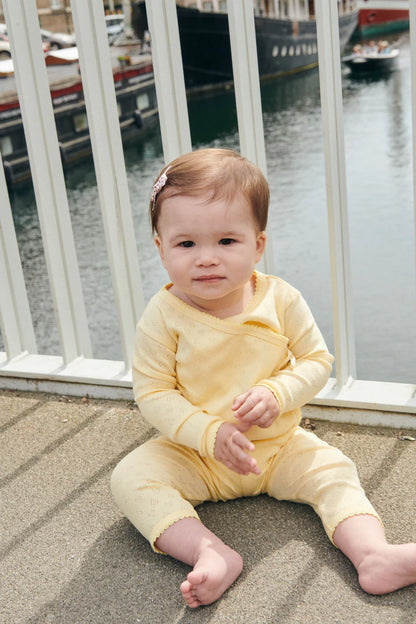 POINTELLE HEART LEGGINGS - PALE YELLOW