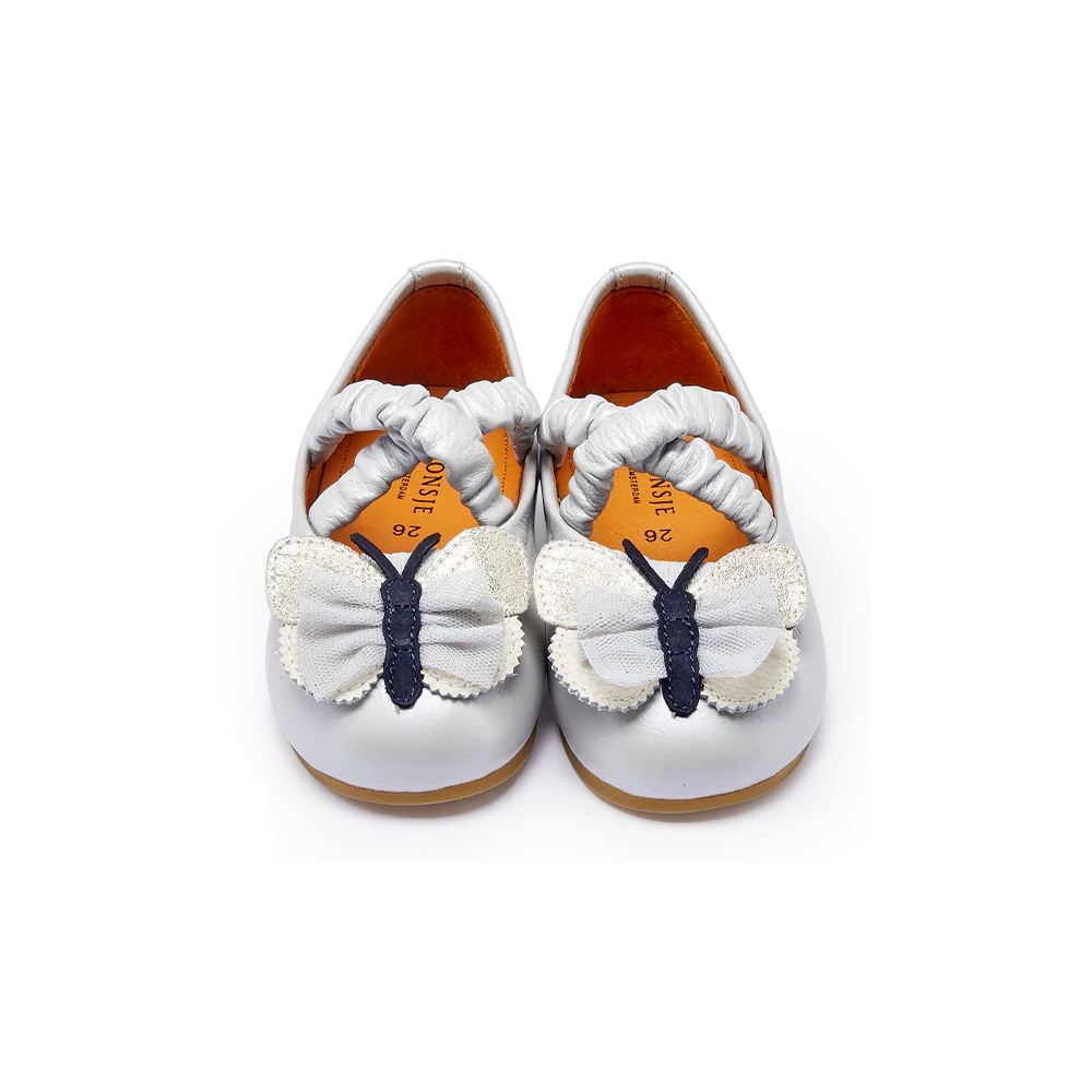 Mileni Ballerinas | Silver Blue Metallic Leather