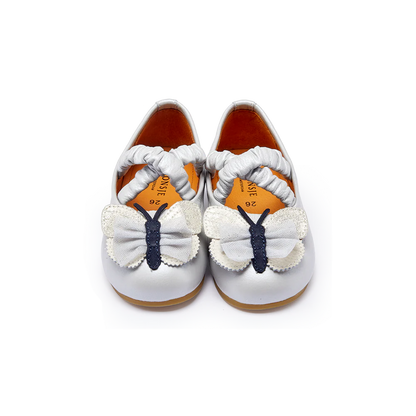Mileni Ballerinas | Silver Blue Metallic Leather