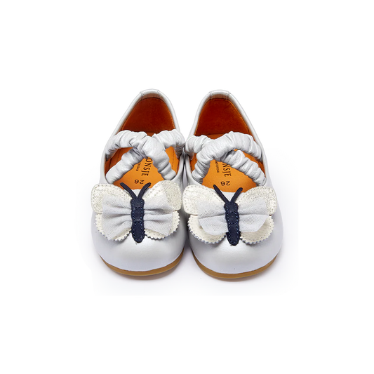 Mileni Ballerinas | Silver Blue Metallic Leather