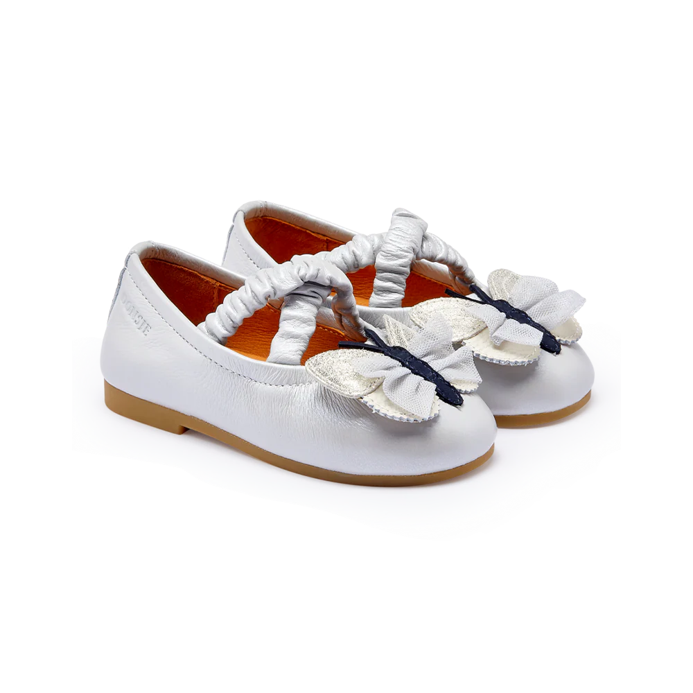 Mileni Ballerinas | Silver Blue Metallic Leather