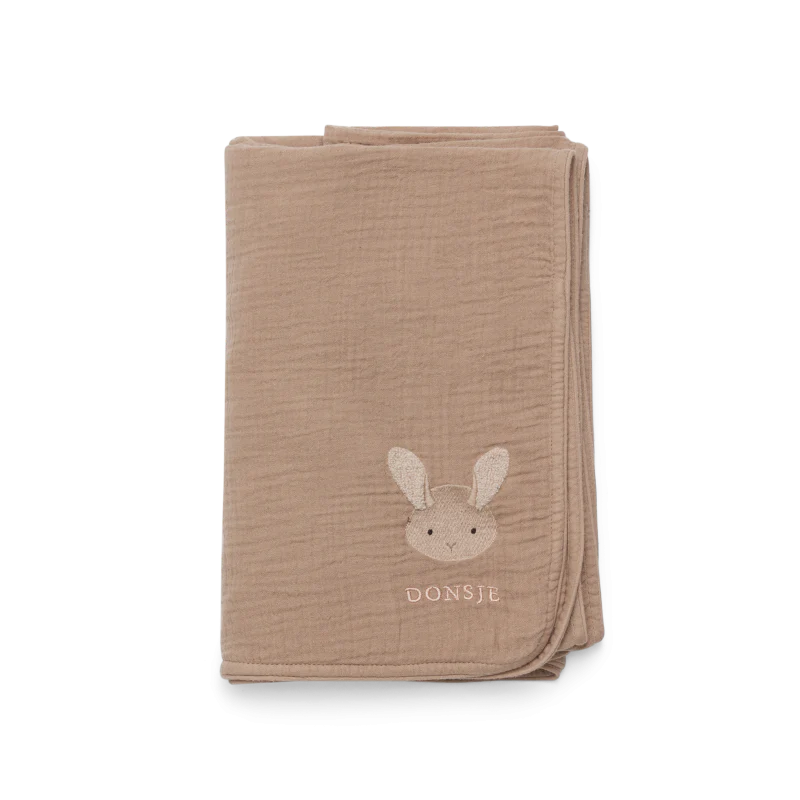 Ploekie Muslin Blanket XL | Fluffy Bunny | Rose Mocha
