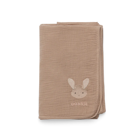 Ploekie Muslin Blanket XL | Fluffy Bunny | Rose Mocha