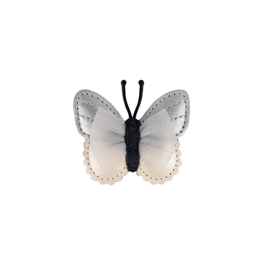 Alja Clip | Vlinder | Silver Grey Metallic Leather