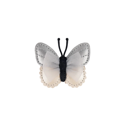 Alja Clip | Vlinder | Silver Grey Metallic Leather